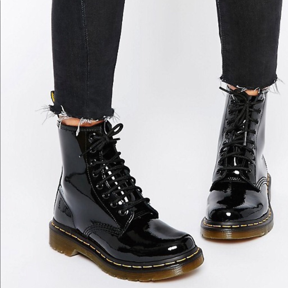 Dr. Martens black patent 1460 boots - women’s 9